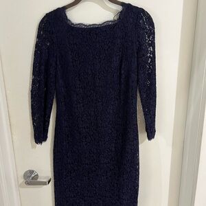Adrianna Papell Navy Long Sleeve Lace Dress